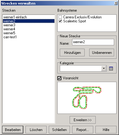 Verwalten - Strecken