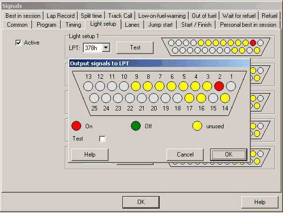 Set-up starting lights